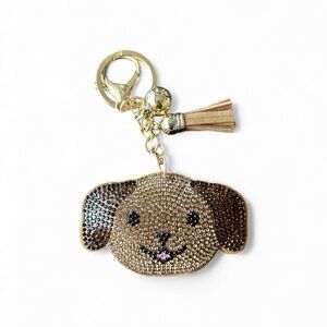 Brown Rhinestone Dog Keychain